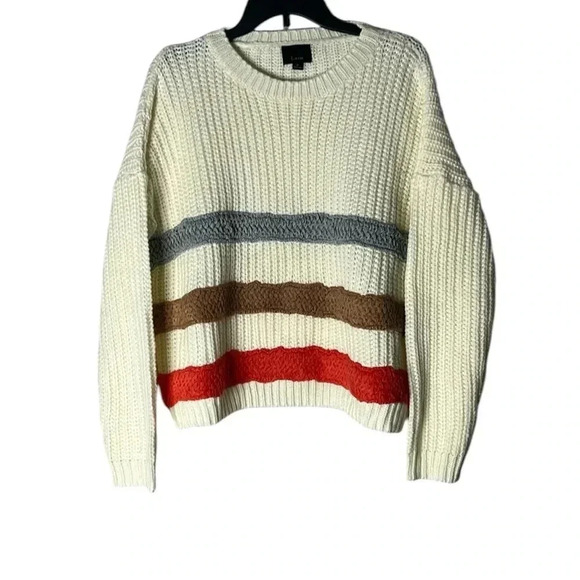 Lumiere Women’s Cream Mulricolor Crewneck Sweater Size M - Picture 1 of 8